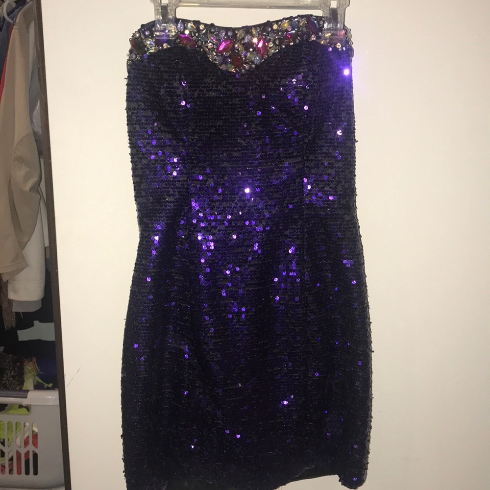Purple sequin homecoming dress